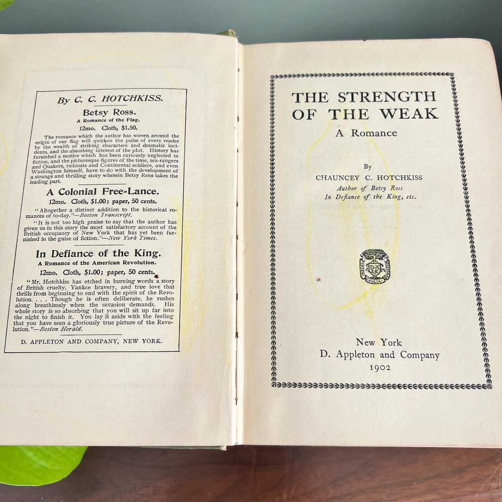 Antique 1902 Book The Strength Of Th Weak By Chauncey C. Hotchkiss 1st Edition - Picture 4 of 11